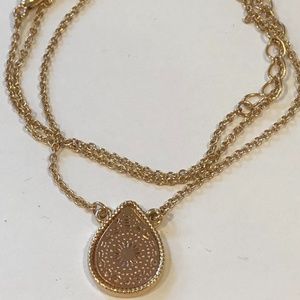 NEW pierced tin drop ROSE gold dainty necklace